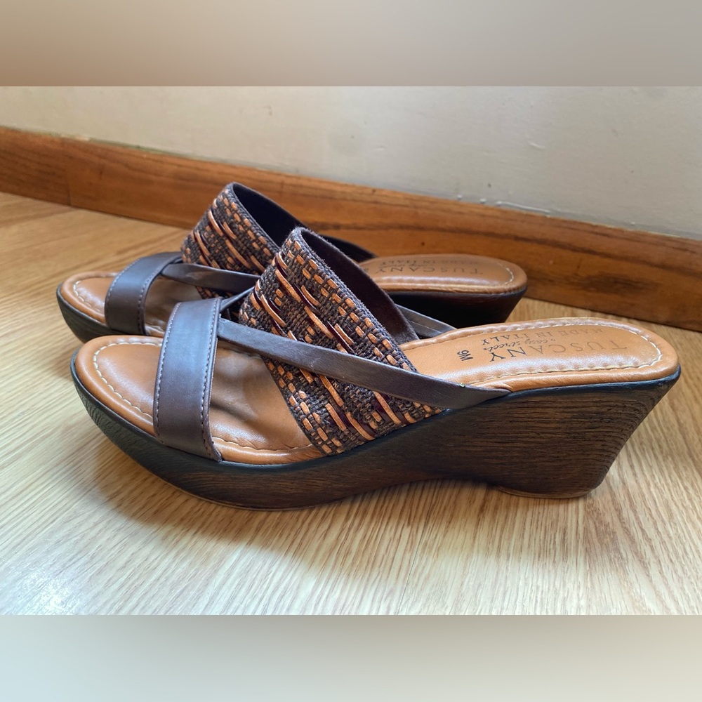 Easy Street Tuscany Wedge Sandals - Brown